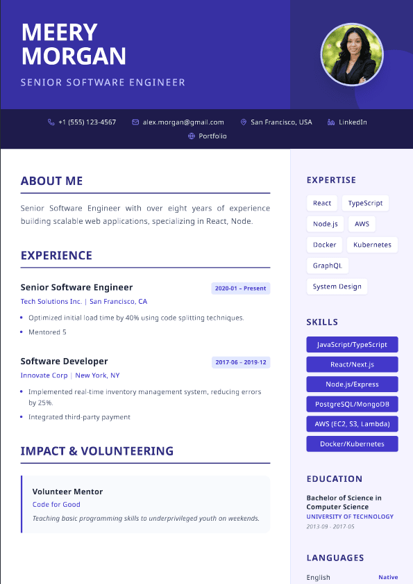 Creative Split Resume Template
